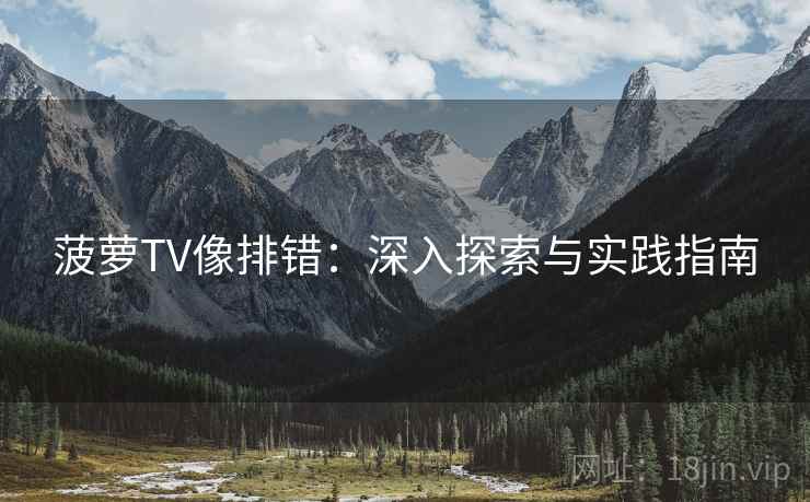 菠萝TV像排错：深入探索与实践指南
