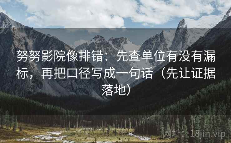 努努影院像排错：先查单位有没有漏标，再把口径写成一句话（先让证据落地）